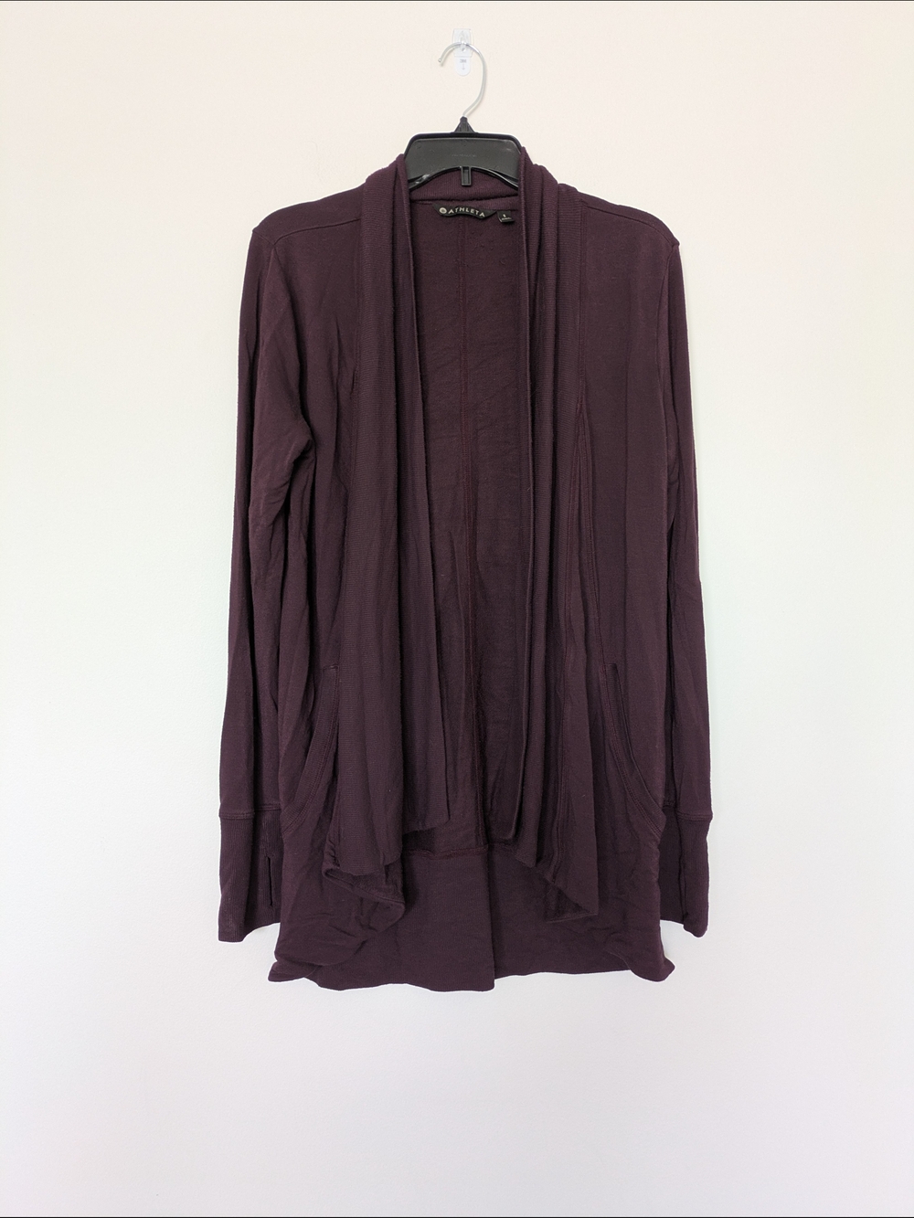Athleta Open-Front Draped Cardigan - Plum